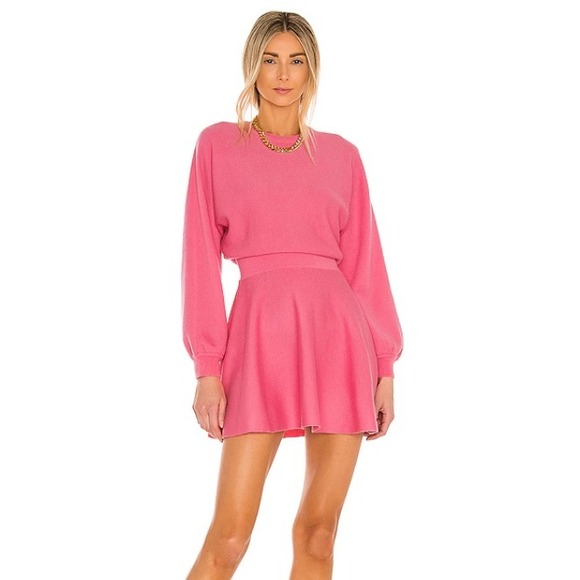 Alice + Olivia Pink Fit & Flare Mini Long Sleeve Sweater Dress Small Barbiecore - Picture 1 of 8